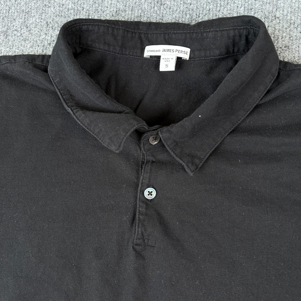 James Perse Polo Shirt Mens Size 5 2XL Black Preppy Cotton Made in USA